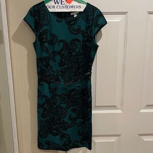 New York & Company Forest Green and Black Midi Dress